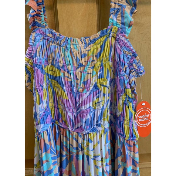 NWT, Wonder Nation Girl's Sz XXL (18) Smocked Midi Multi-color Dress - Picture 3 of 9